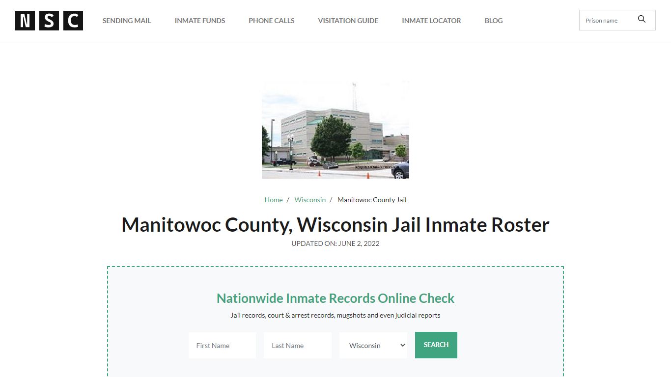 Manitowoc County, Wisconsin Jail Inmate List